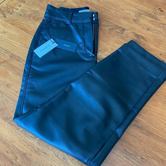 Babaton Pants - NWT Babaton Black Vegan Leather Straight Leg High Rise Pants Sz 0
